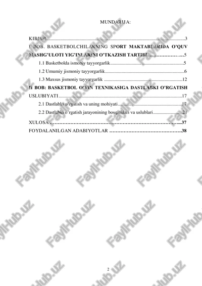 basketbol o'yin texnikasiga dastlabki o'rgatish uslubiyati — PDF