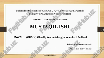 olmaliq kon metallurgiya kombinati — PPTX