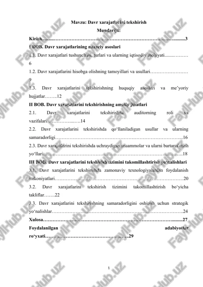 davr xarajatlarini tekshirish — DOCX