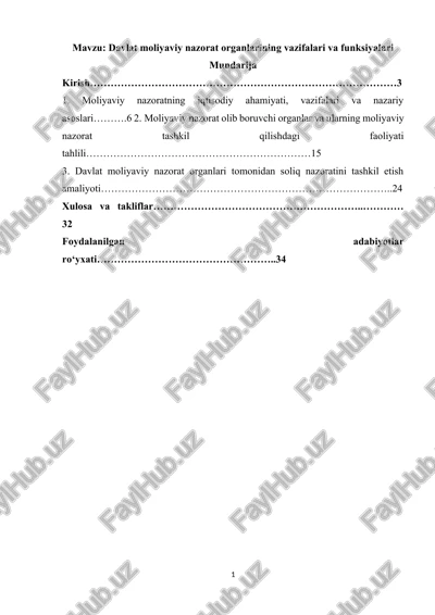 davlat moliyaviy nazorat organlarining vazifalari va funksiyalari — DOCX
