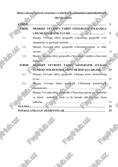 sharqiy yevropa tabiiy geografik oʻlkasi — DOCX
