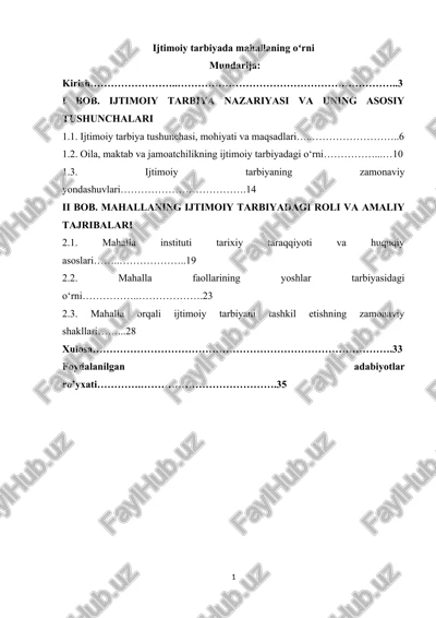 ijtimoiy tarbiyada mahallaning oʻrni — DOCX