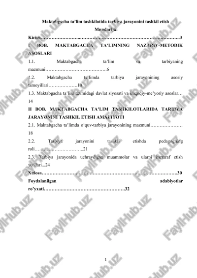 maktabgacha taʼlim tashkil etish — DOCX