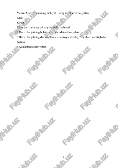 moliya tizimi — DOCX