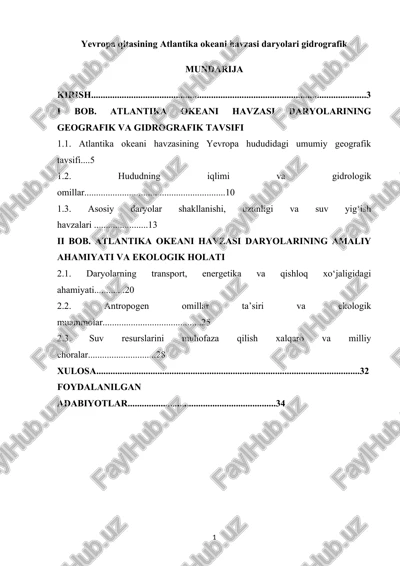 atlantika okeani havzasi daryolari — DOCX