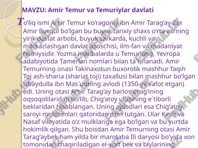 amir temur va temuriylar davlati — PPTX
