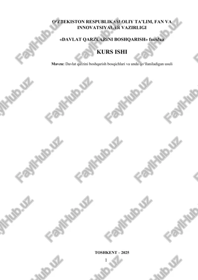 davlat qarzlarini boshqarish kurs ishi — DOCX