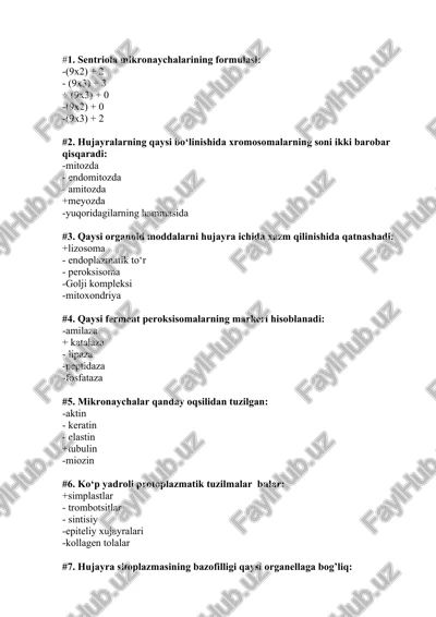 gistologiya test — DOC