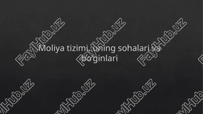 moliya tizimi, uning sohalar va bo'ginlari — PPTX