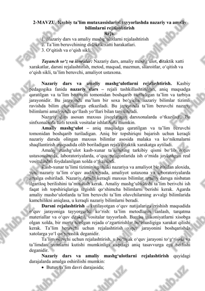 kasbiy ta’lim mutaxassislarini tayyorlashda nazariy va amaliy bilimlarni rejalashtirish — PDF