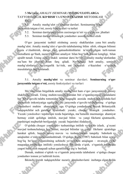 amaliy (seminar) mashg‘ulotlarga tayyorgarlik ko‘rish va uni o‘tkazish metodikasi — PDF