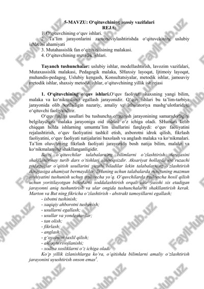o‘qituvchining o‘quv ishlari — PDF