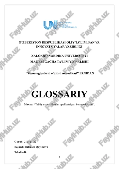 tabiiy materiallardan applikatsiyasi kompozitsiyasi. glossary — DOCX