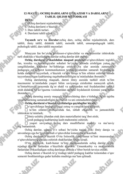 ochiq darslarni o‘tkazish va darslarni — PDF