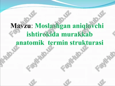 moslashgan aniqlovchi ishtirokidamurakkab anatomik termin strukturasi — PPT