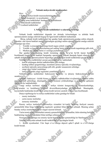 nobank molıya-kredıt muassasaları — DOCX