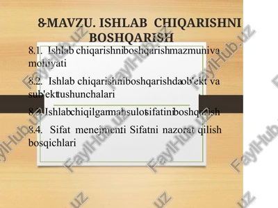 ishlab chiqarishni boshqarish — DOC