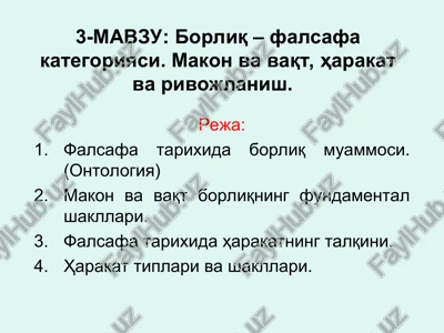 borliq – falsafa kategoriyasi — PPT
