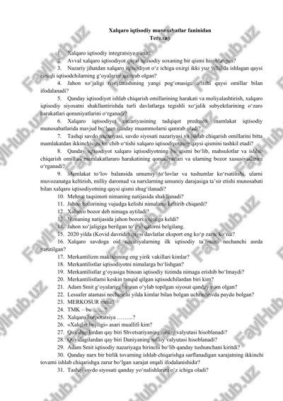 xalqaro iqtisodiy munosabatlar fanidan testlar — DOCX