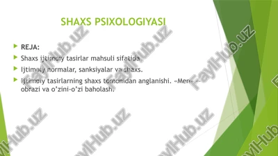 shaxs psixologiyasi — PPTX