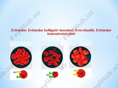eritmalar. eritmalar kolligativ hossalari. eruvchanlik. eritmalar konsentratsiyalari — PPTX