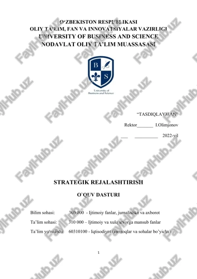 strategik rejalashtirish — DOCX