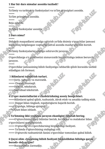 bilimlarni tekshirish turlari — DOCX