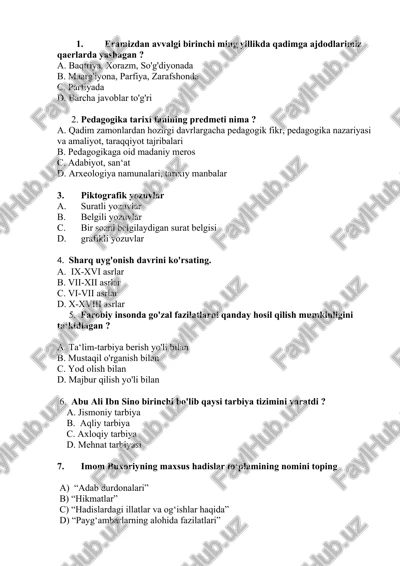 pedagogika tarixi fanining predmeti — DOCX