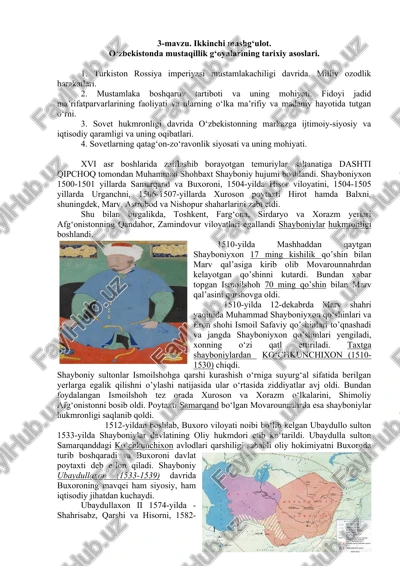 o‘zbekistonda mustaqillik g‘oyalarining tarixiy asoslari — DOC