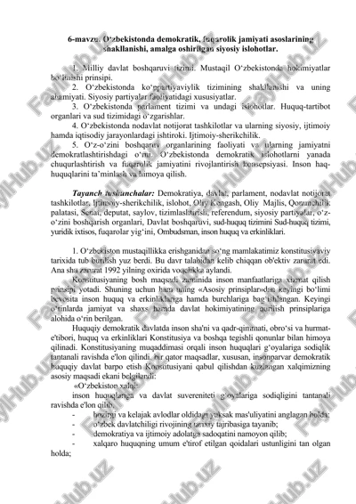 o‘zbekistonda demokratik, fuqarolik jamiyati asoslarining shakllanishi — DOC