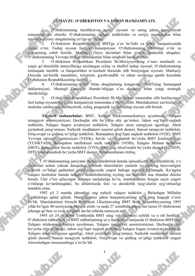 o‘zbekiston va jahon hamjamiyati — DOC