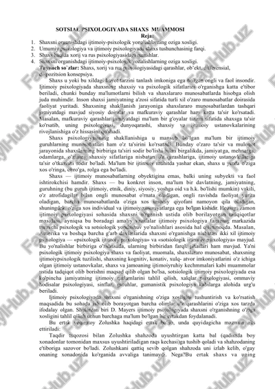 sotsial psixologiyada shaxs muammosi — DOC