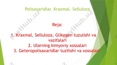 polisaxaridlar. kraxmal. selluloza — PPTX