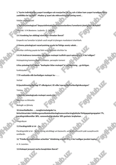 omma psixologiyasi nazariyasi — DOCX