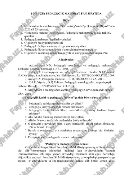 pedagogik mahorat fan sifatida — DOCX