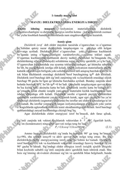 dielektriklarda energiya isrofi — DOCX