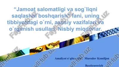 jamoat salomatligi va sog`liqni saqlashni boshqarish — PPTX