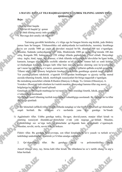 davlat tili haqidagi qonun. o‘zbek tilining asosiy imlo qoidalari — DOCX