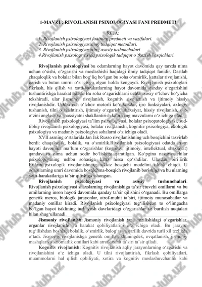 rivojlanish psixologiyasi fani predmeti — DOCX
