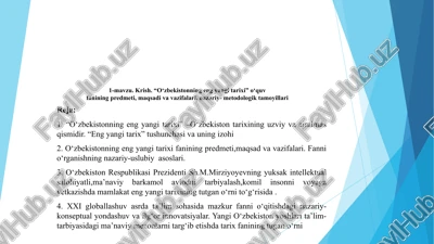 o‘zbekistonning eng yangi tarixi — PPT