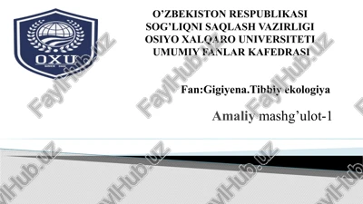 kasalxonalar havosining antropogen ifloslanishi — PPTX