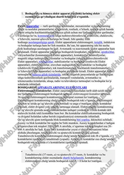 boshqarish va himoya elektr apparatlarining elektr sxemalari — DOCX