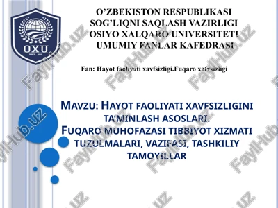 hayot faoliyati xavfsizligini ta’minlash asoslari — PPTX