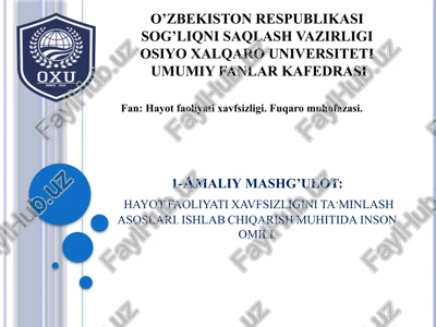hayot faoliyati xavfsizligi ta’minlash asoslari — PPTX