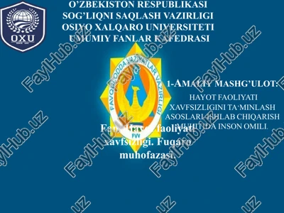 hayot faoliyati xavfsizligi.tibbiyot xizmati — PPTX