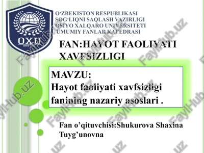 hayot faoliyati xavfsizligi — PPTX