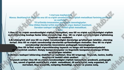 ona tili va o‘qish savodxonligini o‘qitish metodikasi — PPTX