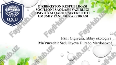 tuproqning gigiyena va tibbiy ekologiyasi — PPTX