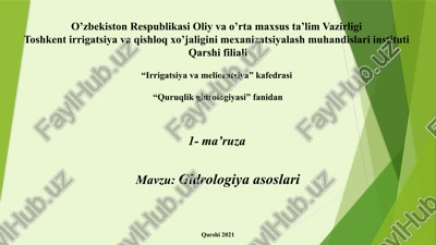 quruqlik gidrologiyasi — PPTX