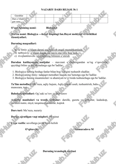 nazariy dars rejasi № 1 — DOC